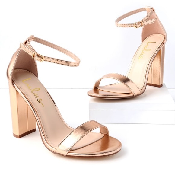 rose gold ankle strap heels